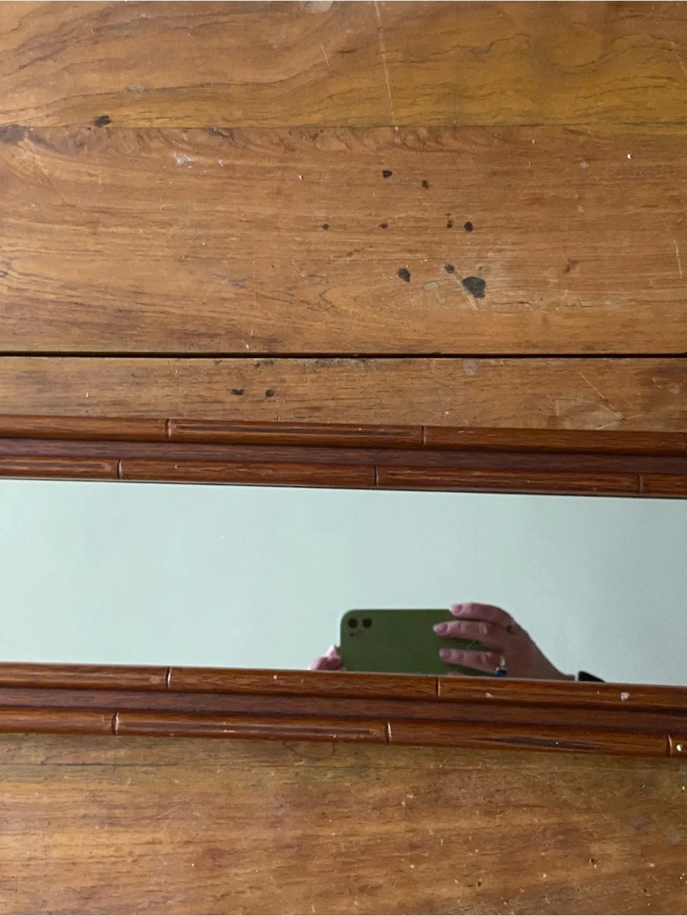 VTG Faux Bamboo-Style Rectangular Wood Wall Mirror